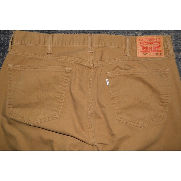 Levi's 505 Men’s Jeans Khaki Straight Leg Pants W38 L33 Classic Fit - Picture 3 of 3